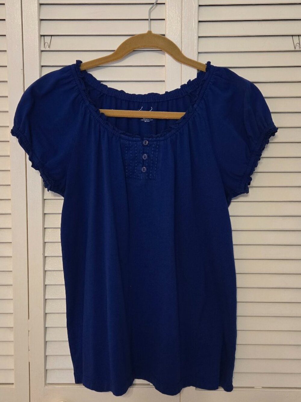 Kim Rogers Royal Blue Peasant Top - Size S